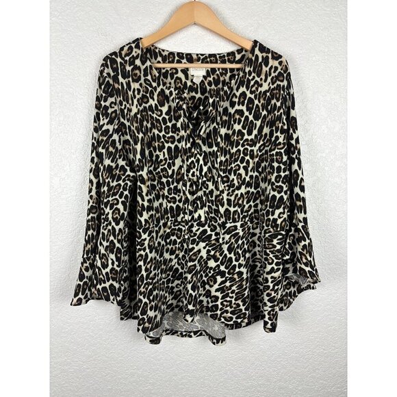 Chico's Womens Top Leopard Cheetah Size 4X 2024 Fall Winter Trend Office‎ Career - Picture 1 of 6